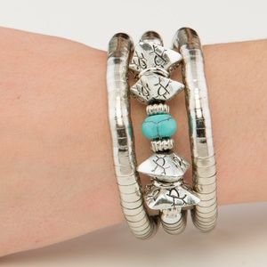 Turquoise & Silver Wrapped Cuff Bracelet
